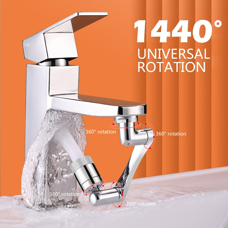 Universele Kraanverlenging / Draaibare Verlengstuk 1440° – Bovenkant van de Gootsteen – Waterstraal in Alle Richtingen